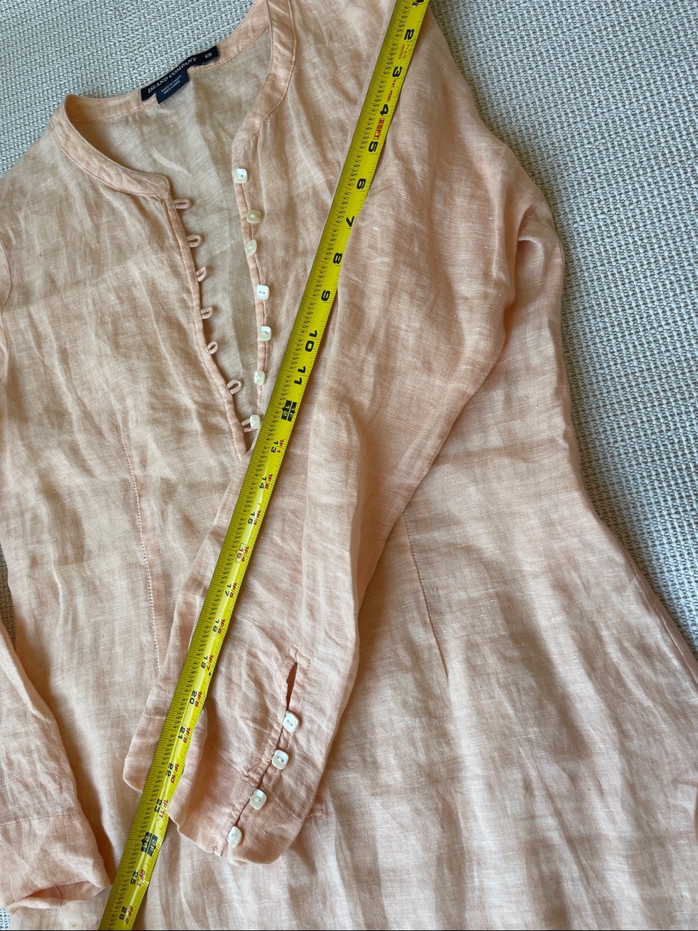 100% Linen, Peach Long-Sleeve Maxi Dress - Picture 7 of 7
